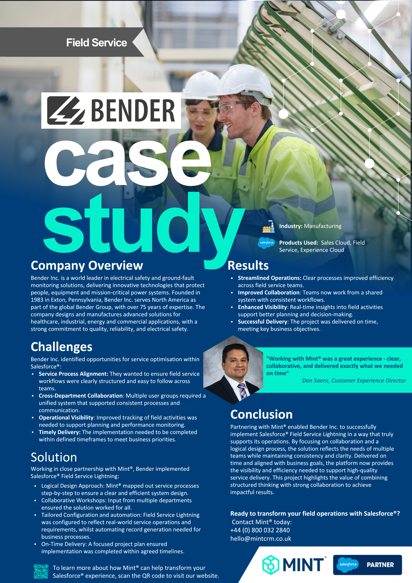 Mint® & Bender Inc. - Salesforce® Field Service implementation